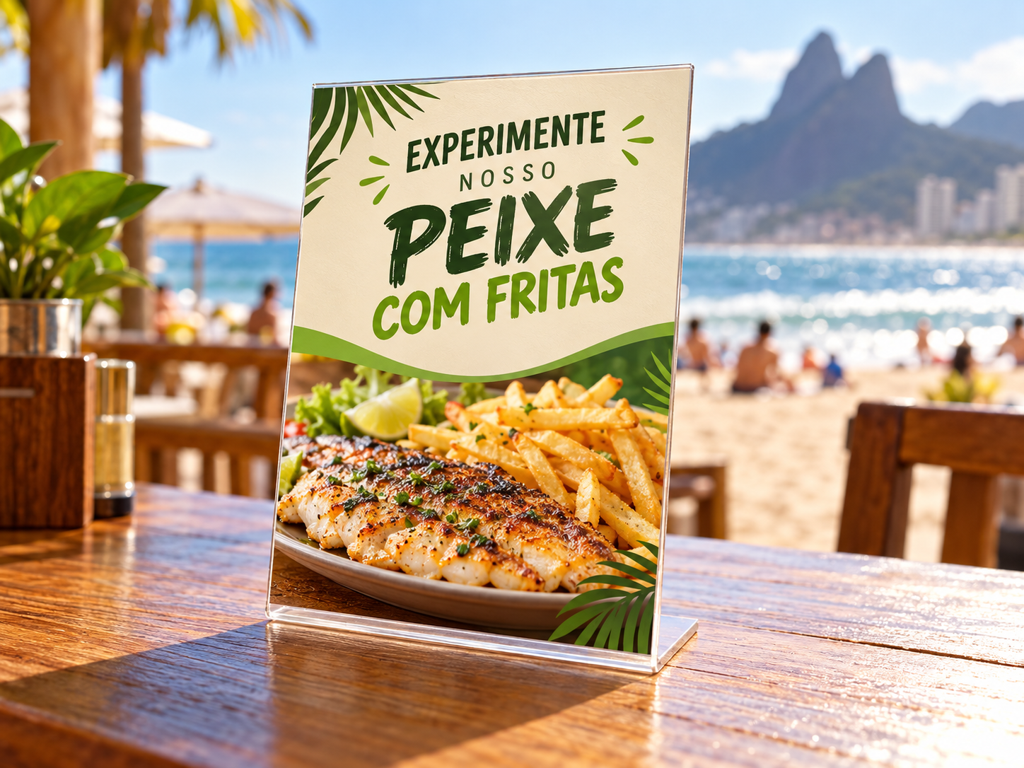 Simulação de Placa de mesa em um quiosque do Rio