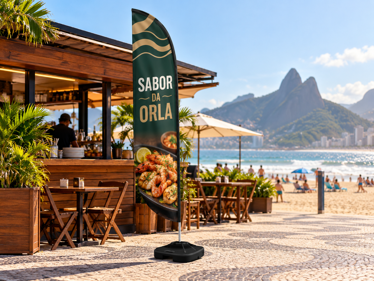 Simulação de Wind banner em um quiosque do Rio